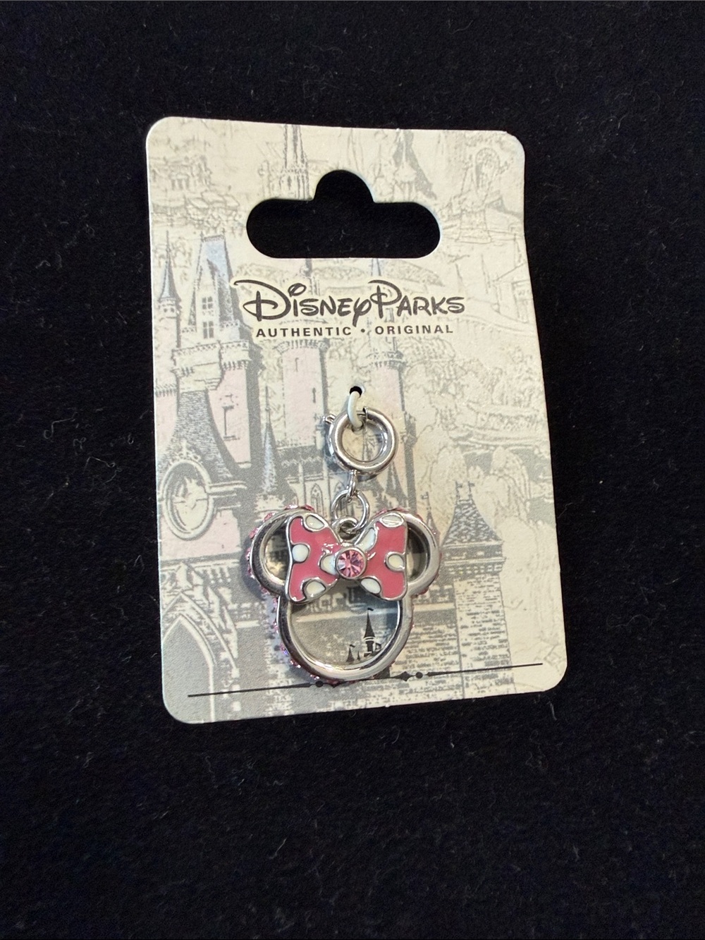 Disney Minnie Mouse Pink Bow Silvertone Charm